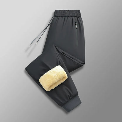 Men's Thiened Fce Lined Cotton Trousers Warm Casual Pants with Knee Pads Extra Thi Winter Wear Large Size Jeans Plus Size
