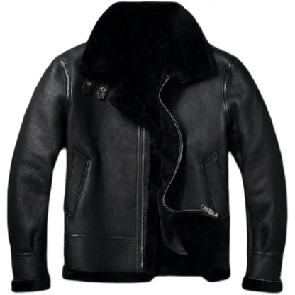 Genuine Leather Jacket Winter Large Mens Clothing Natural Sheepskin Fur Coats Black Bomber Jacket Jaqueta Masculina
