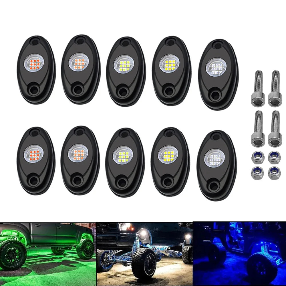 1/2/4pcs Auto chassis lights LED Rock Lamp Contour Decorative Light bottom Atmosphere light for cross-country SUV ATV Dune Buggy
