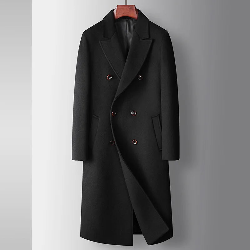 Men's Warm Wool Coat Autumn Winter Long Wool Coat Young Business