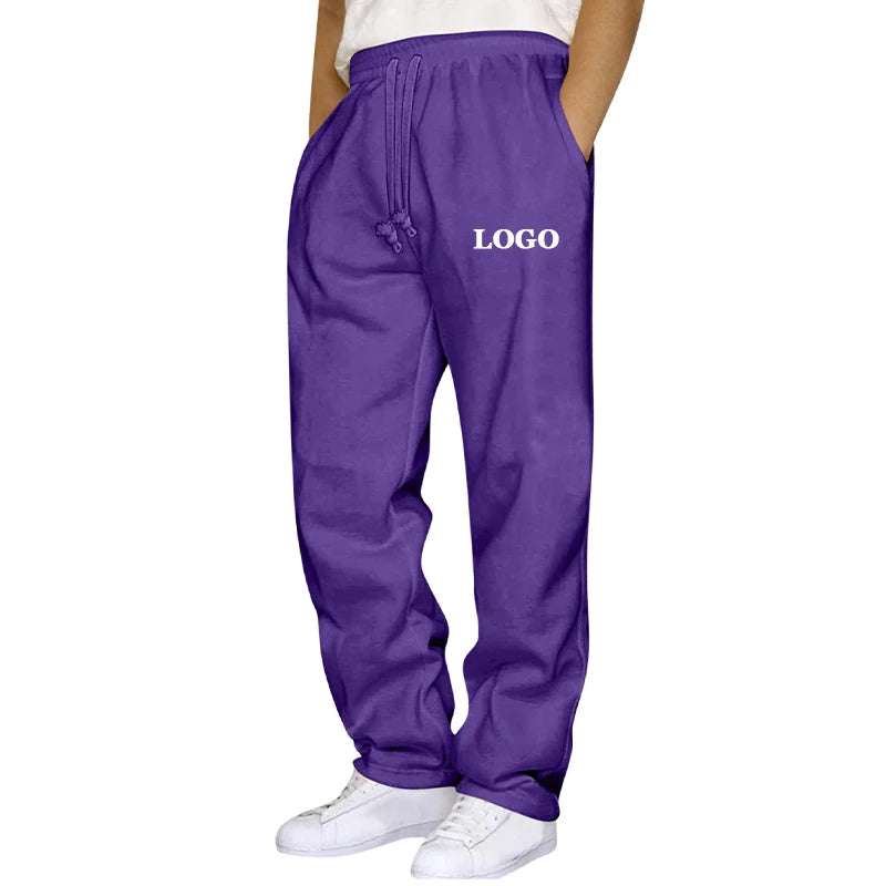 Customized Straight Leg Jogger Pants Men Autumn Winter Personality Printed Thicken Sweatpants Pocket Trousers Streetwear S - 5XL