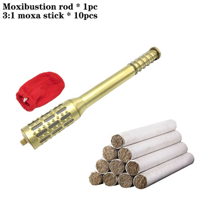Brass Moxibustion Rod Handhold Moxa Stick Burner Rotable Beauty Firming Massager Warm Body Acupuncture Meridian Massage Lose Fat