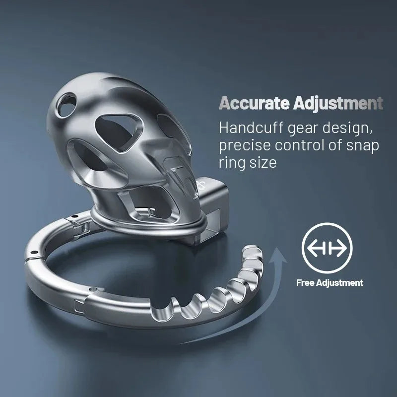 Male Chastity Cage Metal CB Cock Cage with One-Piece Adjustable 8 Sizes & Invisible Lock bdSM Penis Urethra Lock Adult Sex Toys