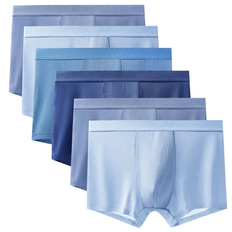 6pcs Men's Summer Ice Silk Boxers Briefs Males Underwears Boys Comfort Underpants Shorts Mans Ultra-thin Breathable Sexy Panties