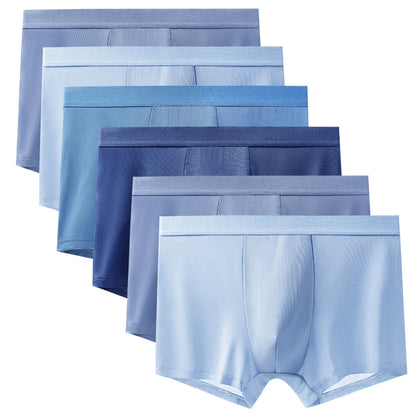 6pcs Men's Summer Ice Silk Boxers Briefs Males Underwears Boys Comfort Underpants Shorts Mans Ultra-thin Breathable Sexy Panties