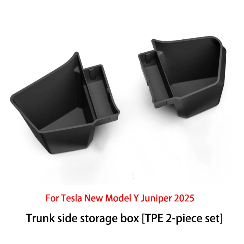 For Tesla Model Y Juniper 2026 2025 Trunk Side Storage Box Rear Trunk Organizer Flocking Mat Partition Anti-dirty Accessories