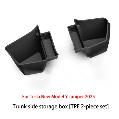 For Tesla Model Y Juniper 2026 2025 Trunk Side Storage Box Rear Trunk Organizer Flocking Mat Partition Anti-dirty Accessories