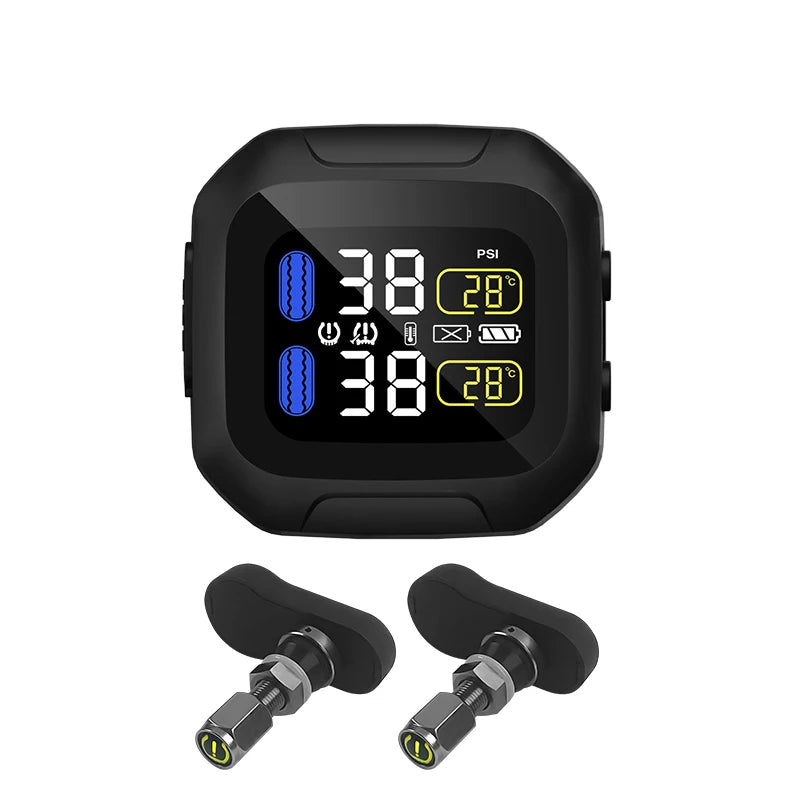 Wireless Motorcycle TPMS Tire Pressure Monitoring System Motor Tyre  LCD Display With Internal or External TH/WI Sensors