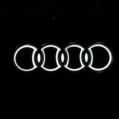 18*5.8CM is suitable for 5D Audi refitting personalized decorative light Q3 A3 Q5 TT A5 A8 rear logo LED light emitting logo.
