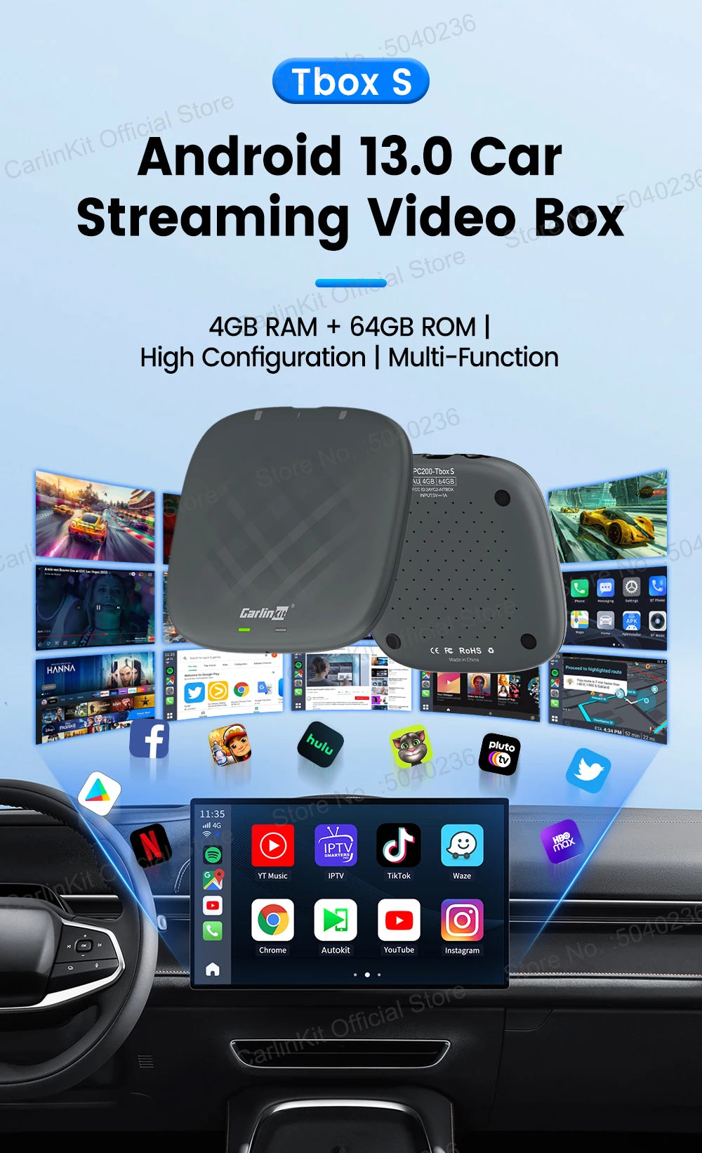 2026 CarlinKit Smart CarPlay Ai Box Android 13 Support Netflix YouTube Split Screen Wireless Android Auto & CarPlay Smart TV Box