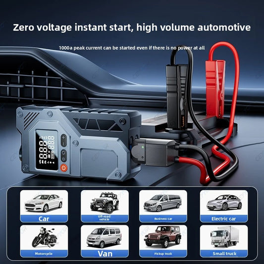 CEYYOR 12V Jump Starter Car Battery Booster Starting Device.Portable Jump Starter with 150PSI Air Compressor and LED Light.점프스타터