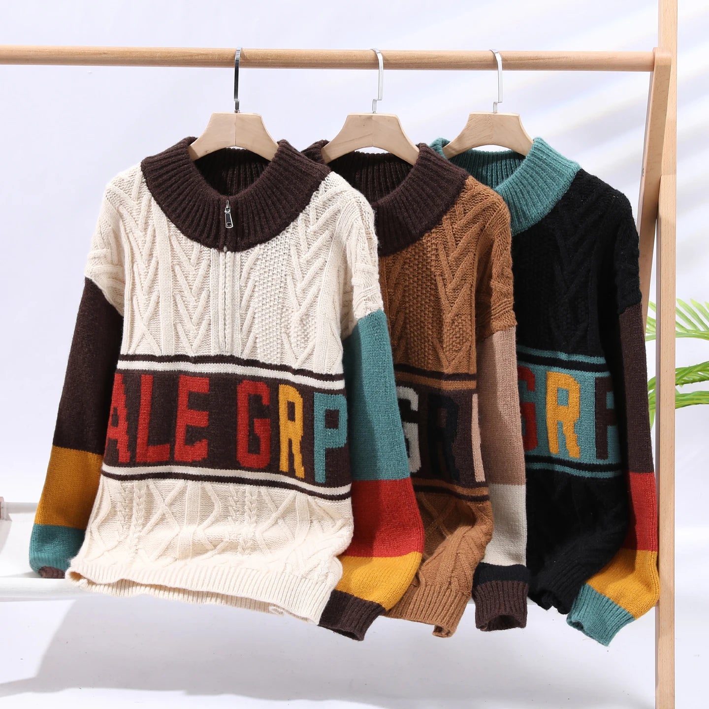 Autumn/winter Fashion Trend Retro Sports Thickened Warm Knitted Sweater Men's Loose Comfortable Large Size High Quality Sweater