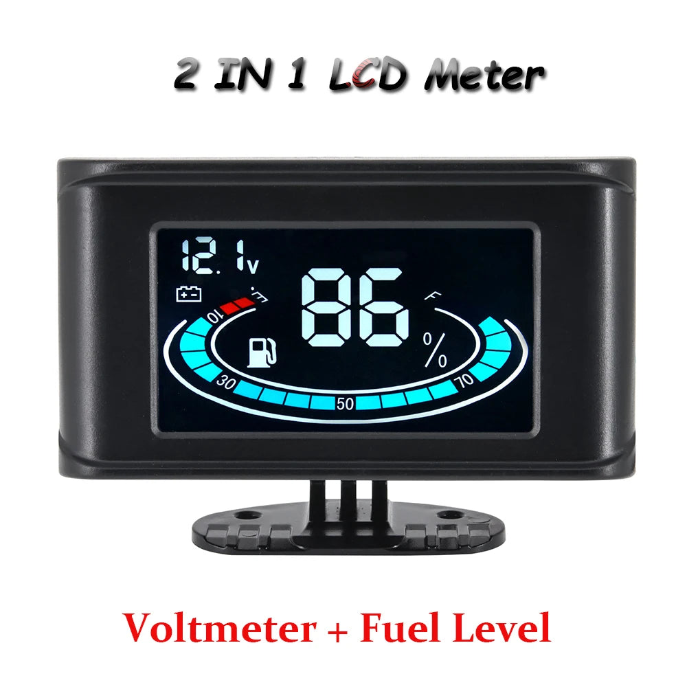 Multi-functional Car Truck LCD Meter 12v Digital Voltmeter / Water Temperature Gauge/RPM Tachometer/Oil Pressure Gauge 1/8NPT