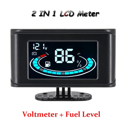 Multi-functional Car Truck LCD Meter 12v Digital Voltmeter / Water Temperature Gauge/RPM Tachometer/Oil Pressure Gauge 1/8NPT