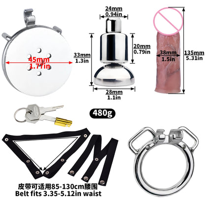 FRKO Flat Inverted Chastity Cage With Detachable Silicone Skin Feeling Dildo Bondage Belt CBT Adlt Games Cocklock Sex Toys Gays