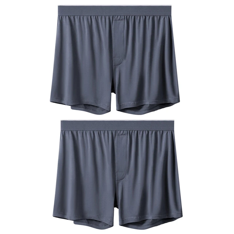 2pcs Men Modal Underwear Male Soild Casual Boxer Shorts Elastic Waistband Button Man Boxer Underwear Comfortable Shorts for Home