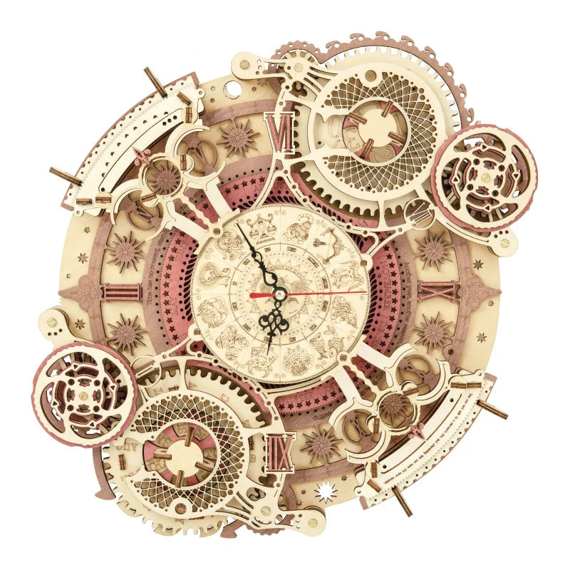 Robotime Rokr 3D Wooden Puzzles Steampunk Clock Kit DIY Mechanical Wall Quartz Aesthetic Room Decor Unique Gift For Adults