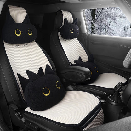 Lucky Kitten car seat covers, Corduroy Seat Cushion with Storage Bag Suitable for More Than 95% Car Models Trucks, Sedans SUVs