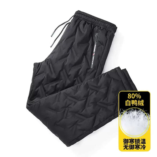 Winter New Fashion Trend Solid Color Thick Warm Down Pants For Men's Casual Loose Sports Plus Large Size High-Quality Pants 6XL
