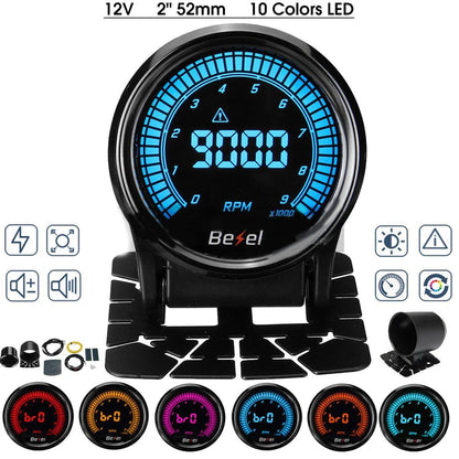 52mm Boost Water temp Oil temp Volt Vacuum Tachometer EGT Air fuel ratio Oil pressure Gauge 10 Color Car Meter
