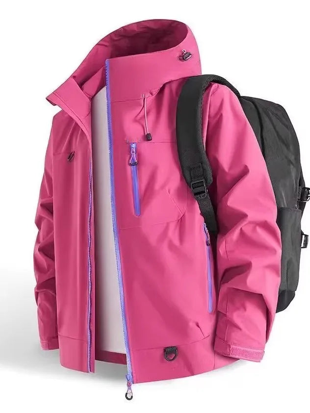 New 2025 Men's Outdoor Casual Thickened Jacket Windproof Waterproof Warmth Hooded Zipper Closure Polyester Fiber Long Sleeve ...