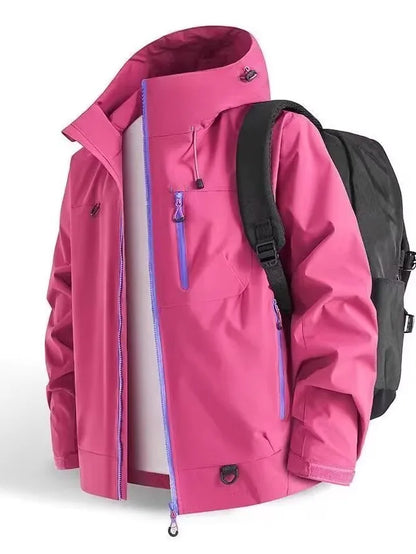 New 2025 Men's Outdoor Casual Thickened Jacket Windproof Waterproof Warmth Hooded Zipper Closure Polyester Fiber Long Sleeve ...