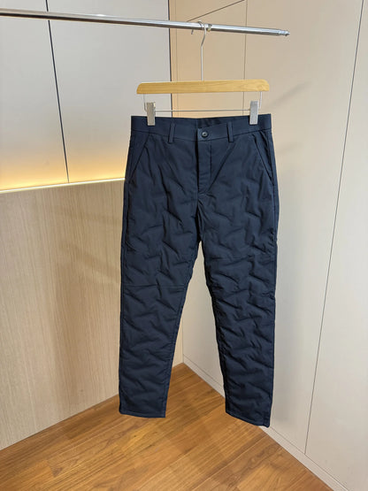 Men's Fashionable Urban Style Duck down Pants 90% Fill Power Straight Leg Thickened Warm Commuter Trousers for Winter