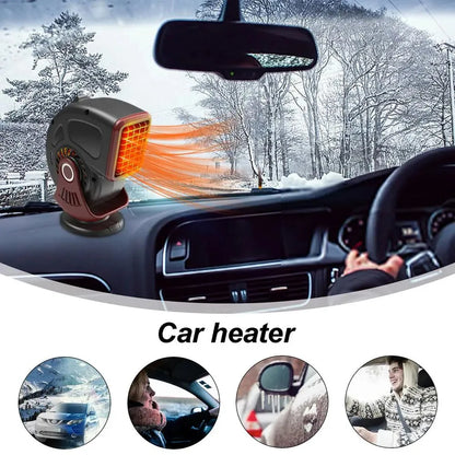 360°Rotate Protable Car Heater for Car Glasses Fogged Demister Defroster 12V 200W Dual Modes Winter Warmer Summer Cooling Fan