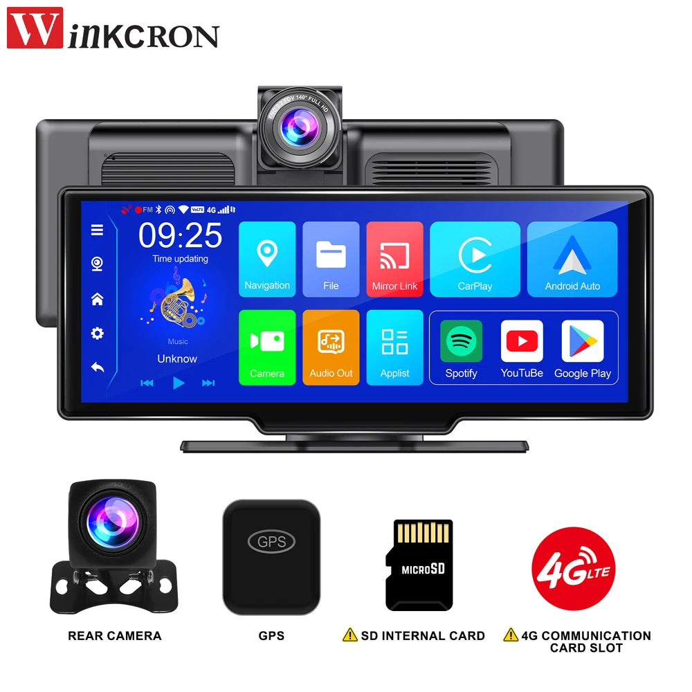 10.26 inch Car GPS Navigation Z80P Android 10 ADAS 4G Dash Camera Recorder 4G+64G ROM WiFi BT Dual Lens Dash Cam Video Camera