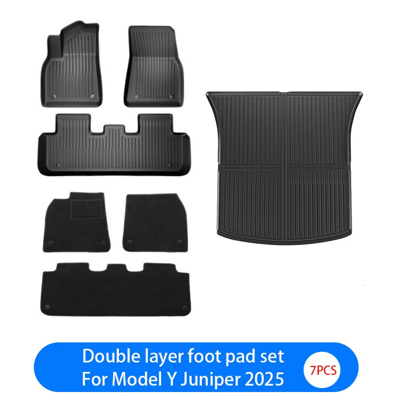 For New Tesla Model Y Launch 2026+ Juniper 2026+ TPE Floor Mats & Cargo Liner, All Weather Trunk Mats Floor Liner Backrest Mats