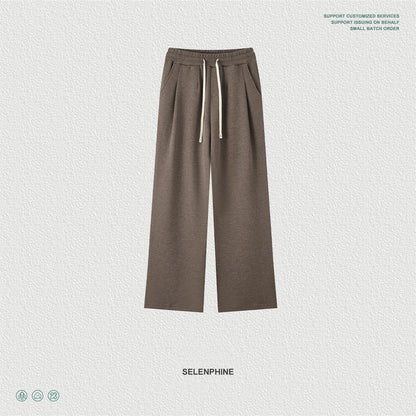 ZODF New Autumn Men Old Money Style Solid Pants Unisex Casual 320gsm Loose Comfortable Soft Straight Trousers HY1295