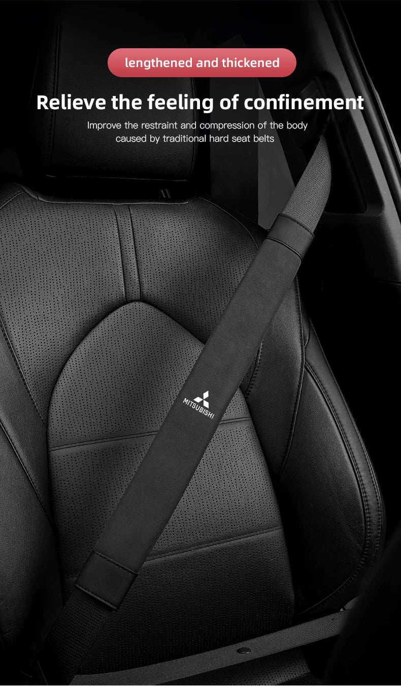 2Pcs Car Seat Belt Cover Shoulder Protector Auto Accessories For Mitsubishi Eclipse Lancer Outlander Pajero Ralliart Star Mirage
