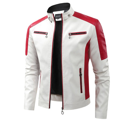 Trendy Men Slim Motorcycle Leather Jackets Casual PU Leather Coats Quality Male Stand Collar Leather Jaquetas Jackets And Coats
