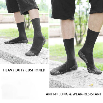 4 Pairs Heavy Duty Cushioned Work Socks Anti-Slip Sweat Wicking for Mining Hiking Outdoor Men Size 39-50