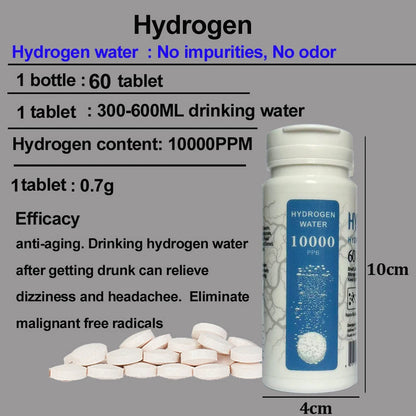 H2NANO alkaline anti-aging rich hydrogen water H2 effervescent tablet 10000PPB can improve taste 60 tablets