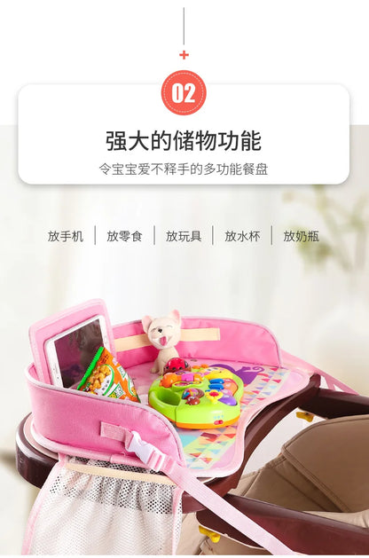 Kids Travel Tray Car Seat Activity and Play Tray Organizer for Children and Toddlers Lap Desk with Tablet Phone Holder Foldable
