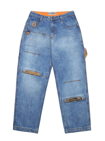 Acusa Heavy Duty Washed Casual Jeans Men's Autumn Winter Wide Leg Pants Thick Denim Youth Fashion Straight Cut Loose Fit