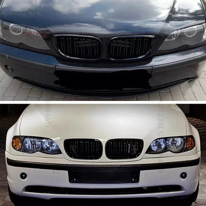 For BMW E46 2/4 Door  3 Series 2002 2003 2004 2005 318i 320i 325i 330i Grille Glossy Black Front Kidney Double Slat Grill Tuning