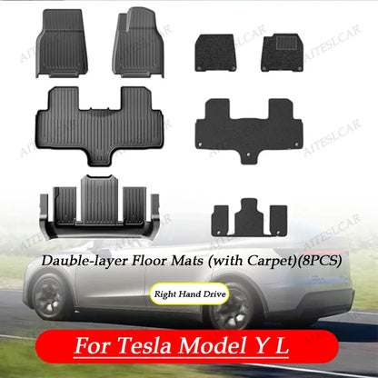 For Tesla New Model Y L Launch Premium / Performance 2026+ TPE Floor Mats Luggage Mat Wear-resistant Foot Pads ModelY Trunk Mats