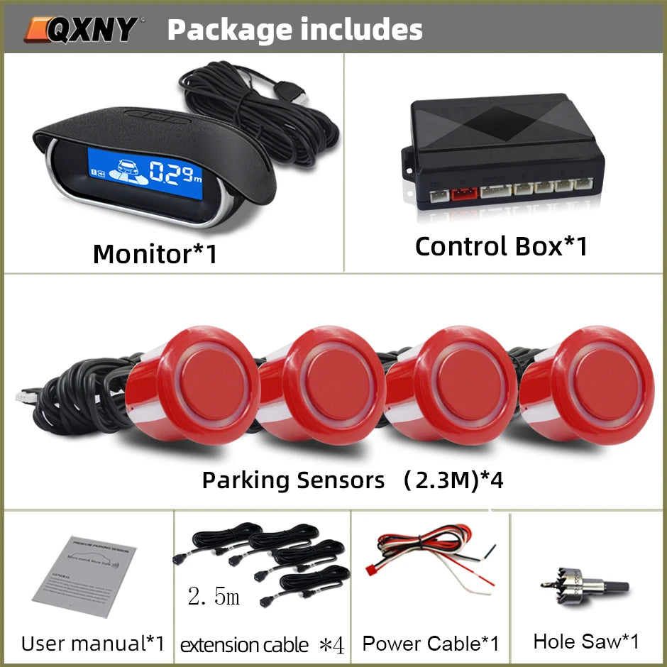 Car Front Parking Sensor Kit Auto Parktronic Assistant System LCD Monitor Buzzer Voice Volume Can be Adjusted  Vehicle Universal
