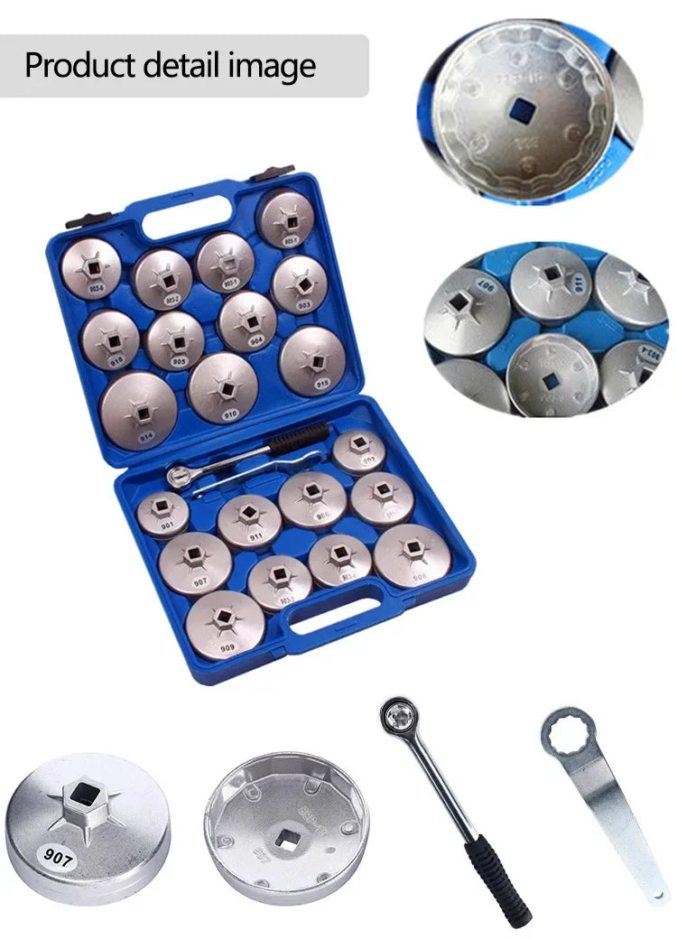 EAFC 23 Pcs/Set Car Oil Filter Cap Removal Wrench Socket Set 1/2" 12.5mm Ratchet Spanner Car Hand With Case Auto Remover Tool