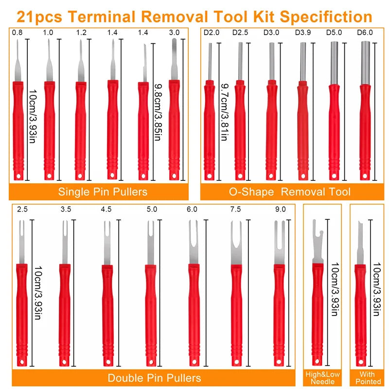 【M】21Pcs Terminal Removal Key Tool, Terminal Pin Extractor Puller Repair Remover Key Tool For Car