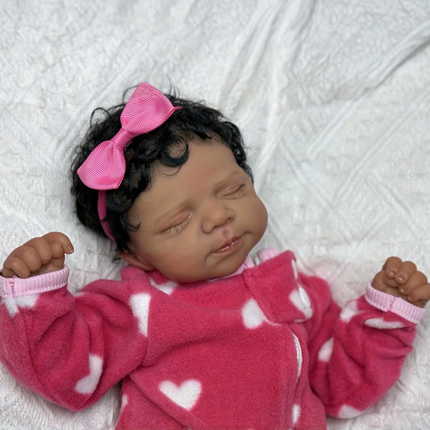 BZDOLL 48 CM Asleep Reborn Black Brown Skin Baby Doll Toy For Girl Vinyl Limbs Cloth Body Doll Lifelike Handmade Birthday Gift