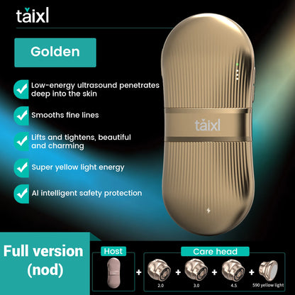 Portable Ultrasound Skin Care Tool with Yellow Light Energy Lift Tighten Restore Skin Luster AI Safety Protection