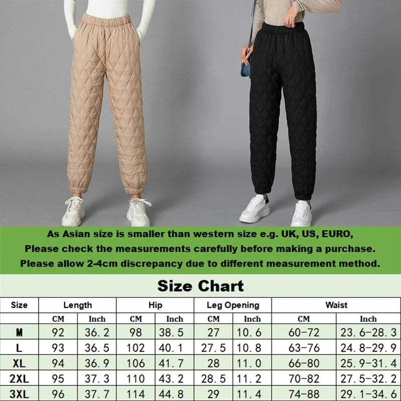 2025Women Winter Down Cotton Pants Large Size Thicked Thermal Quilted Cotton Trousers Middle Aged Elderly Mama Warm Pants M-3XL