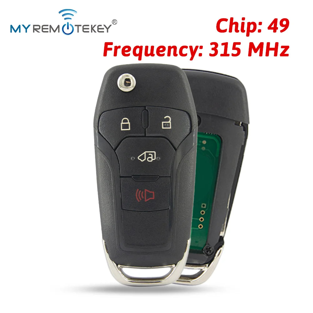 MYREMOTEKEY Flip Smart Key Fob Remote Control ID49 315/433/868/902MHz For Ford F150 Ranger 2015 - 2018 Escort Fusion 2013-2016