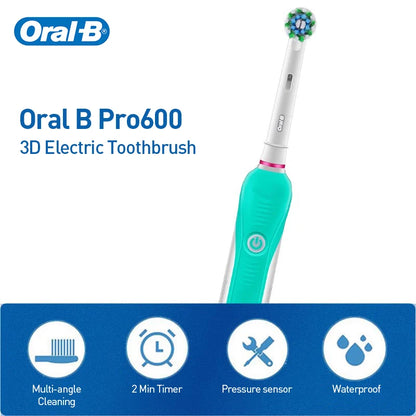 Oral B Electric Toothbrush Pro 4000 3D Action Daily Clean Teeth Visible Pressure Sensor 4 Modes Gum Cares Waterproof Rechargeabl