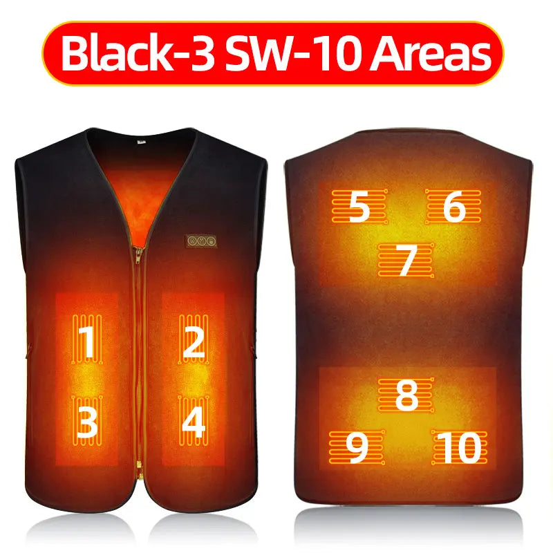 10 Areas Heated Vest Men Women Usb Electric Self Heating Vest Warming Waistcoat Heated Jacket Washable Thermal Heated Clothes
