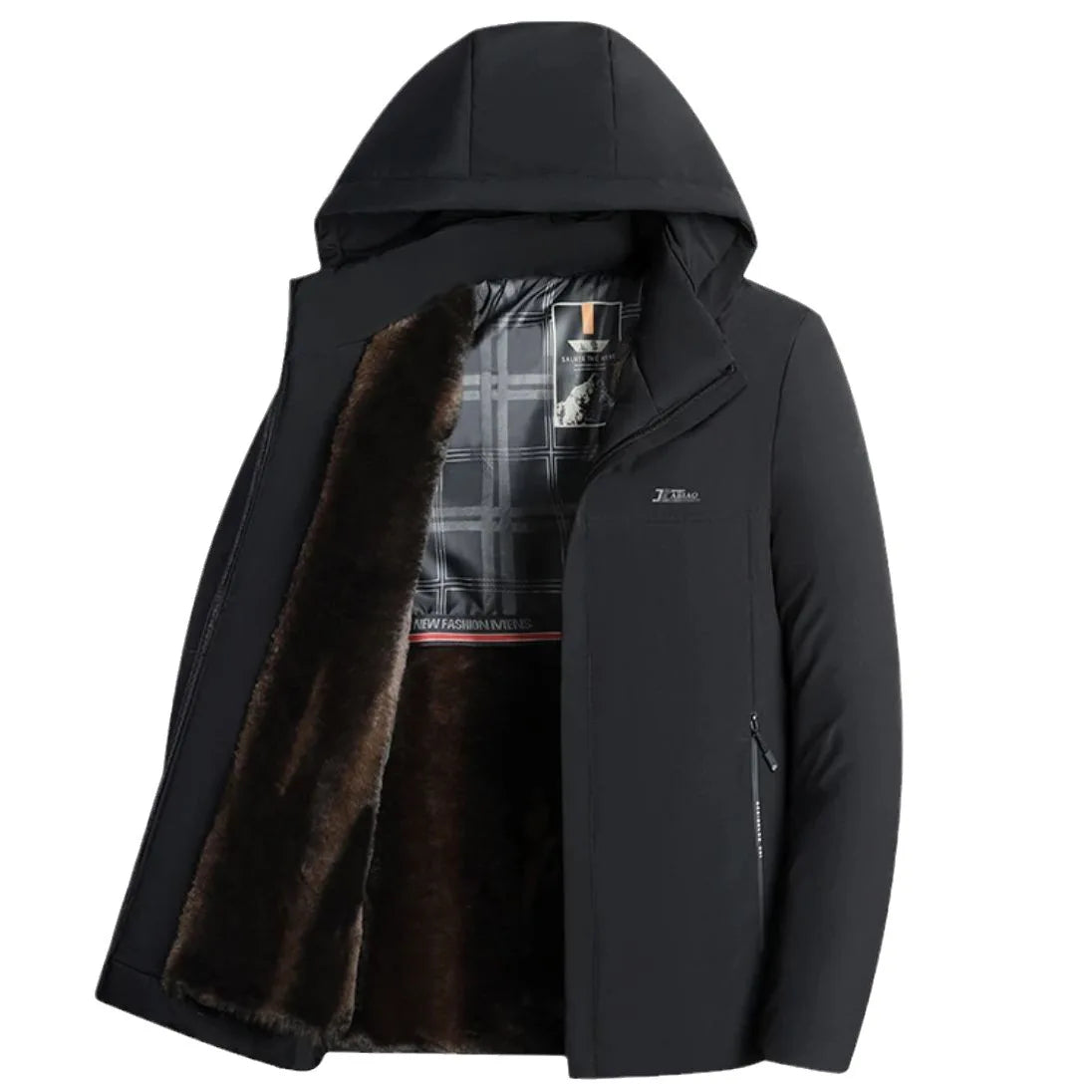 Thickened Fleece Winter Jacket Men's down Cotton Coat Detachable Hood Parka Dad Clothes Cotton Jacket Middle-aged Men Parka