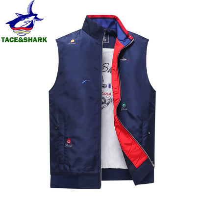 TACE&SHARK Brand Winter Sleeveless Shark Vest Tank Casual Waistcoat Men's Vest Jacket Male Slim Coat Vest Homme Top